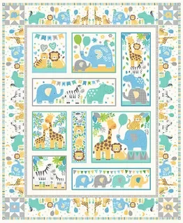 In The Jungle Cot Quilt – Blue